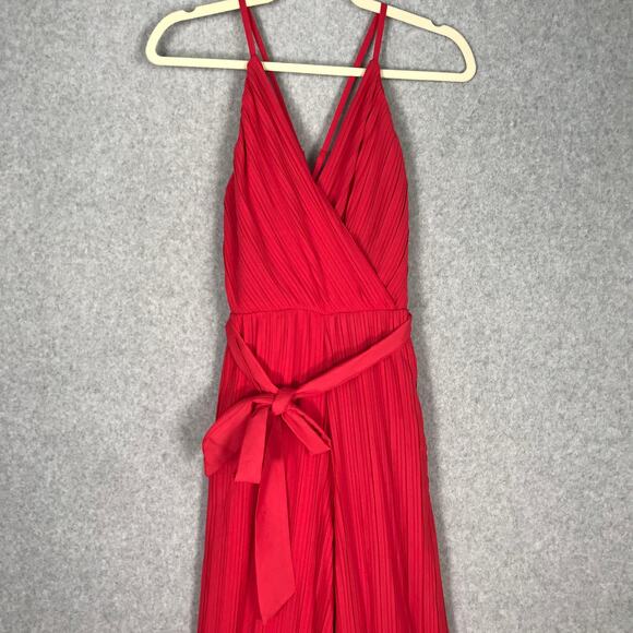 Beyond Words Jumpsuit Womens XS Red Wrap Pleated Belt Resort Flowy Coastal Rodeo - Picture 2 of 11